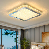 Modish Bedroom Round Crystal Flush Mount Ceiling Light Image - 2