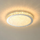 Modish Bedroom Round Crystal Flush Mount Ceiling Light Image - 6