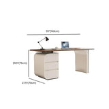 Modish Beige Brown Wood Drawers Rectangle Computer Desk Image - 14