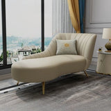 Modish Beige Curved Leather Chaise Lounge with Pillow Image - 4