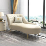 Modish Beige Curved Leather Chaise Lounge with Pillow Image - 5