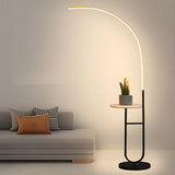 Modish Black Arc LED Floor Lamp with Side Table Image - 1