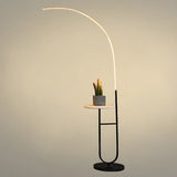 Modish Black Arc LED Floor Lamp with Side Table Image - 2