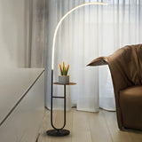 Modish Black Arc LED Floor Lamp with Side Table Image - 4