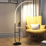 Modish Black Arc LED Floor Lamp with Side Table Image - 5