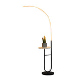 Modish Black Arc LED Floor Lamp with Side Table Image - 6