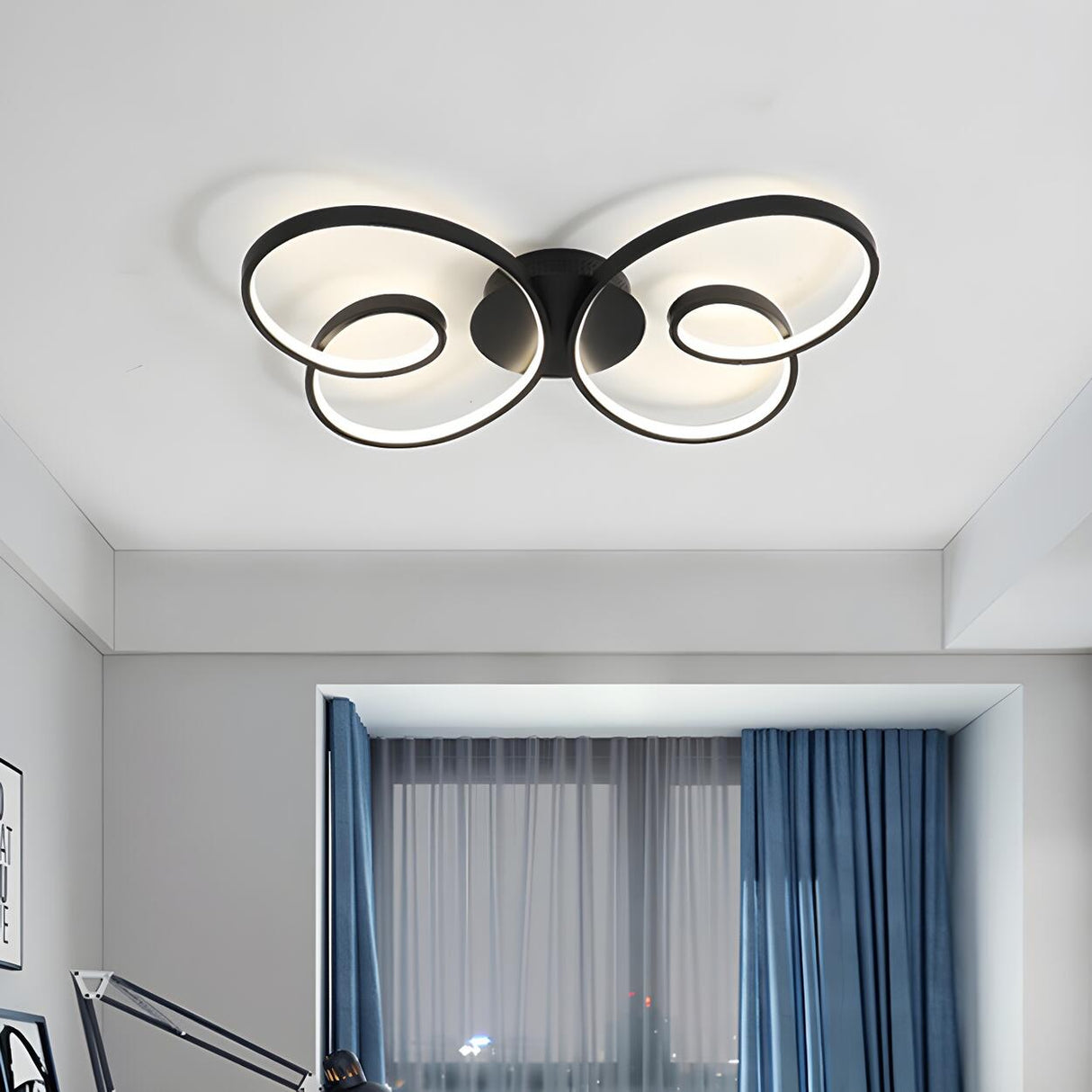 Modish Black Butterfly LED Flush Mount Ceiling Light Image - 1