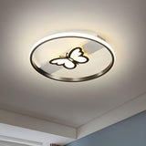 Modish Black Circle Butterfly LED Flush Mount Light Image - 1