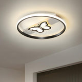 Modish Black Circle Butterfly LED Flush Mount Light Image - 2