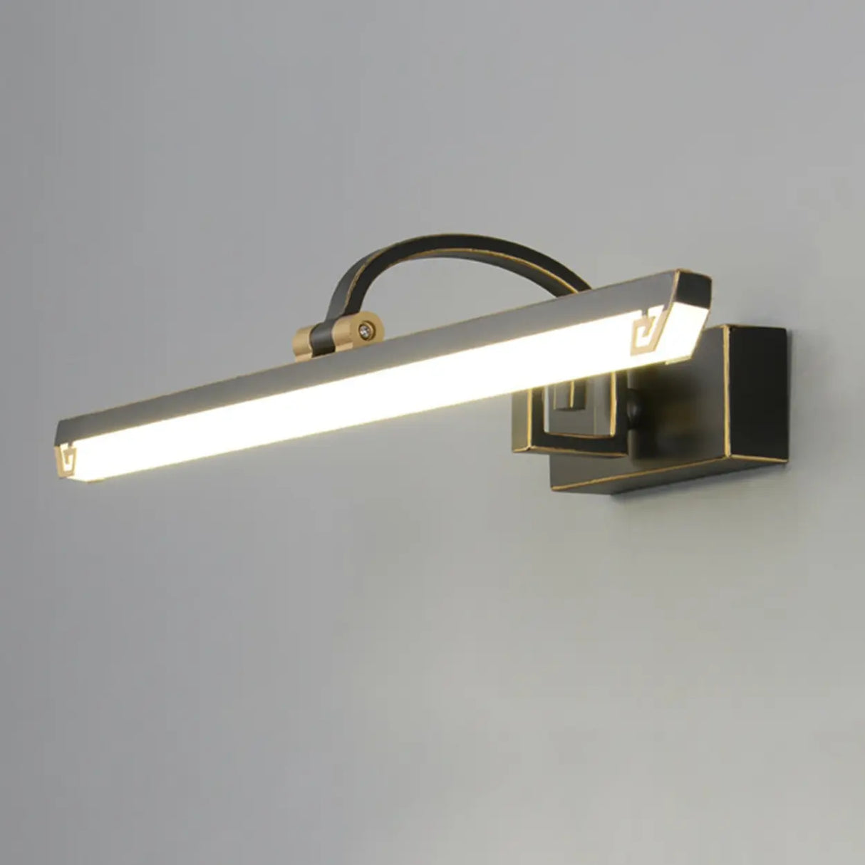 Modish Black Finish Rectangular Metal Vanity Light Image - 12