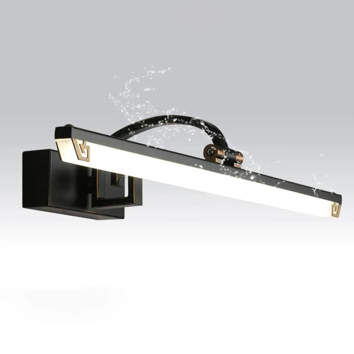 Modish Black Finish Rectangular Metal Vanity Light Image - 9