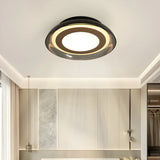 Modish Black Geometric LED Flush Mount Ceiling Light Image - 1