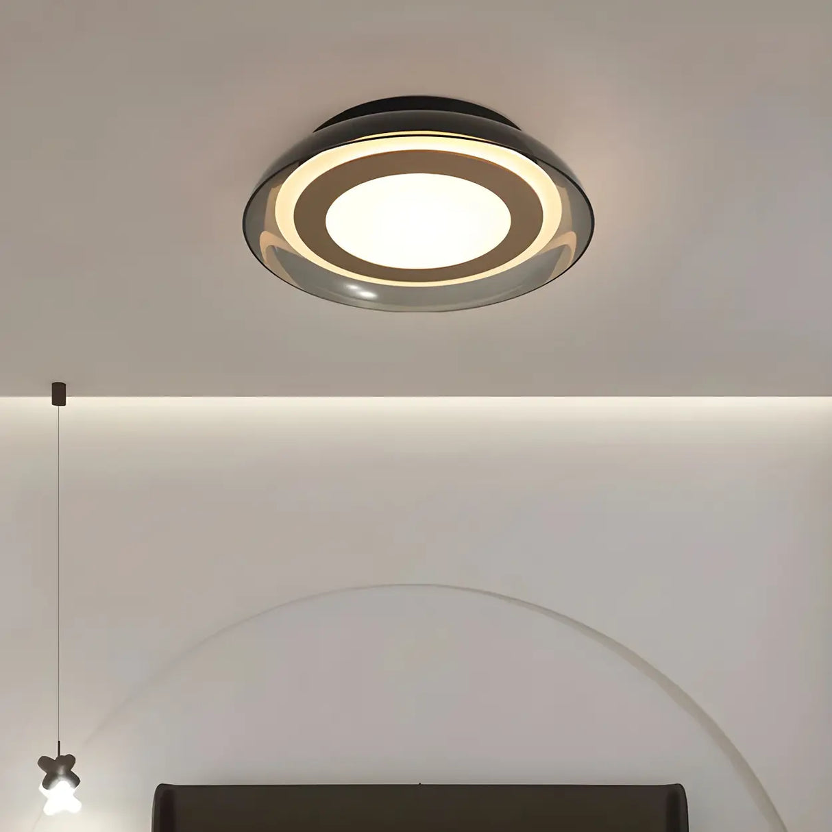 Modish Black Geometric LED Flush Mount Ceiling Light Image - 10