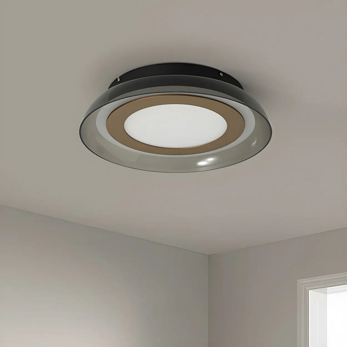 Modish Black Geometric LED Flush Mount Ceiling Light Image - 12