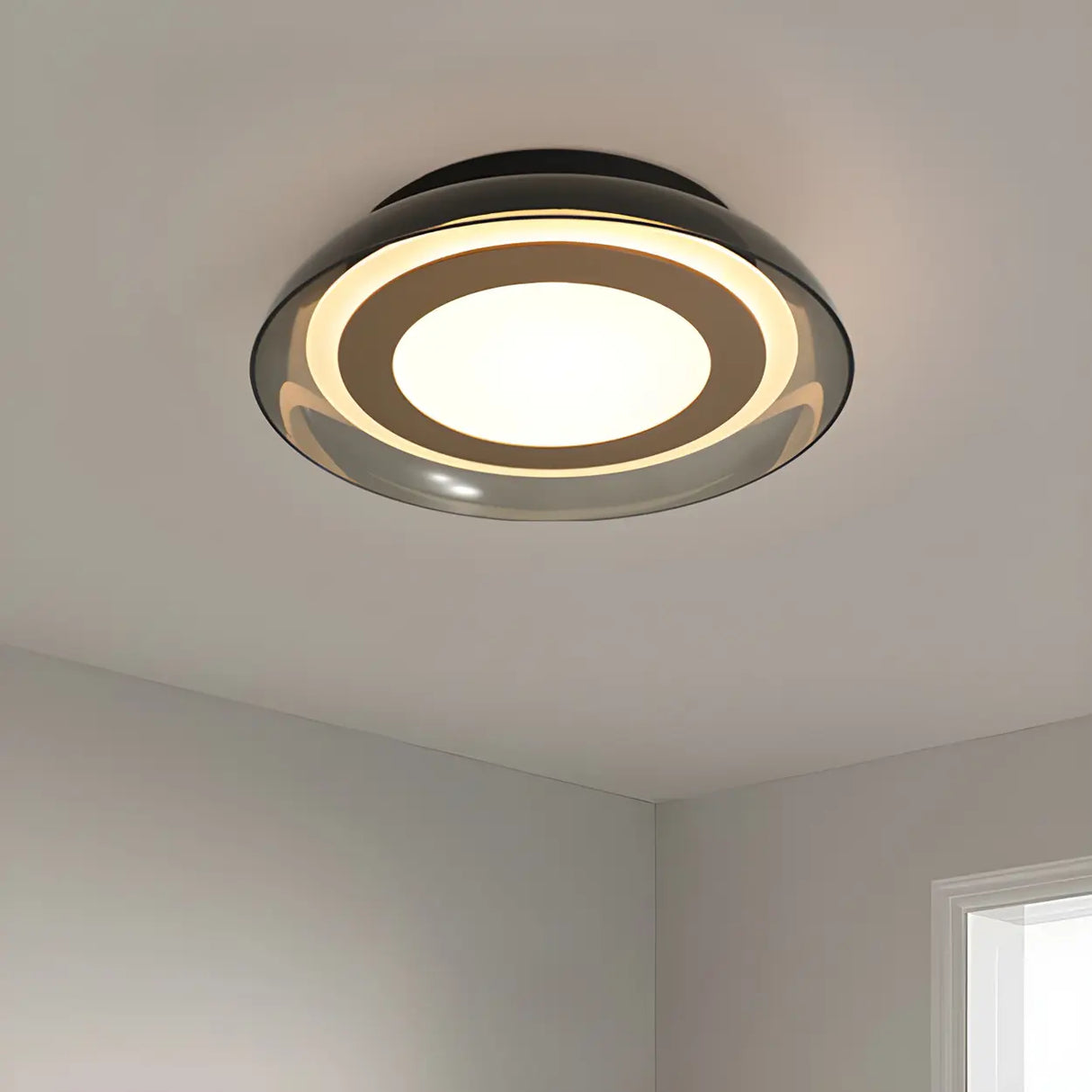 Modish Black Geometric LED Flush Mount Ceiling Light Image - 4