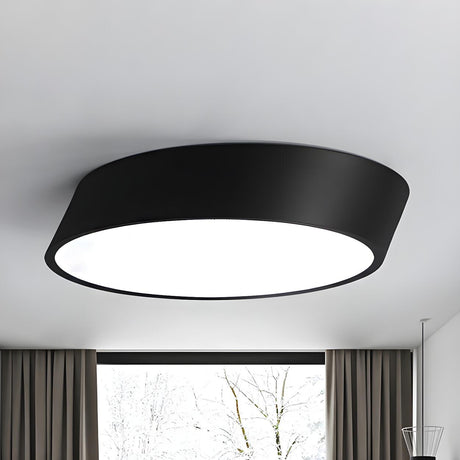 Modish Black Inclined Cylinder LED Flush Mount Light Image - 2