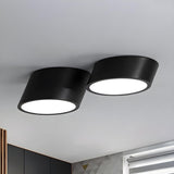 Modish Black Inclined Cylinder LED Flush Mount Light Image - 3