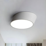 Modish Black Inclined Cylinder LED Flush Mount Light Image - 9