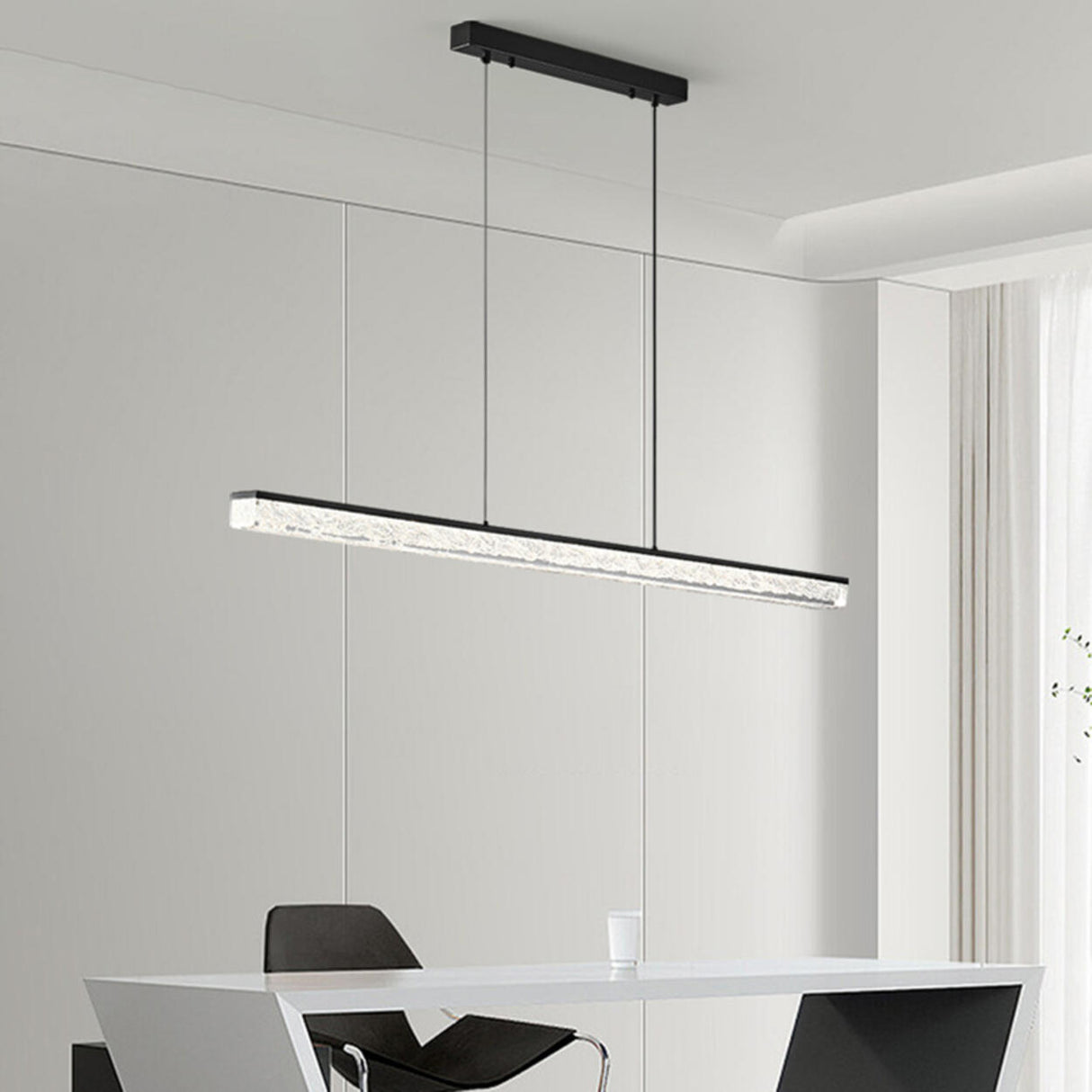 Modish Black Linear Adjustable Island Ceiling Light Image - 11