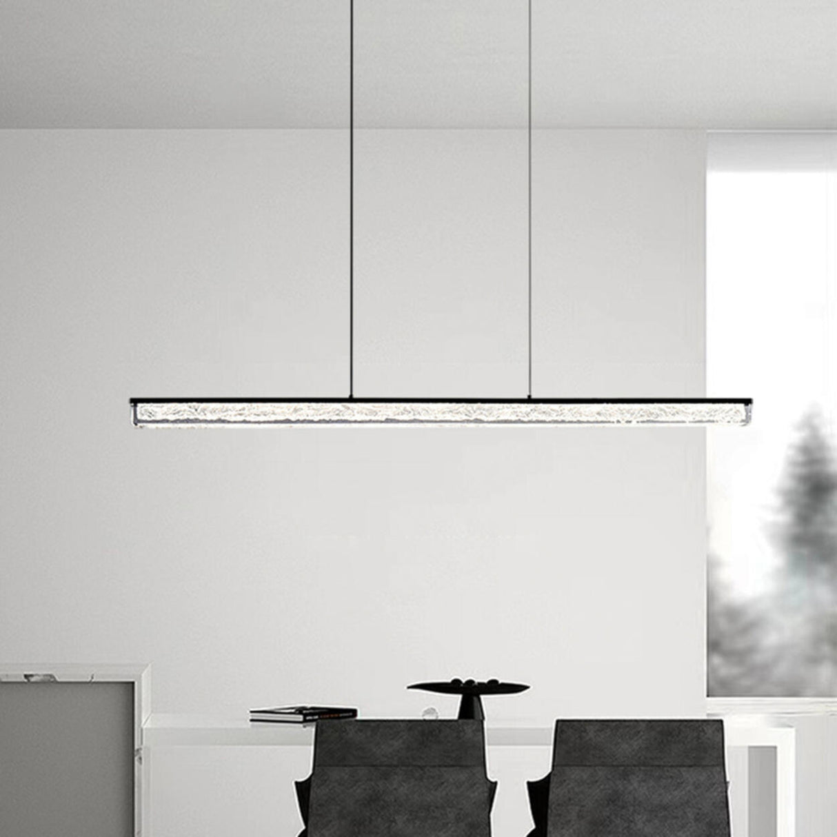 Modish Black Linear Adjustable Island Ceiling Light Image - 4