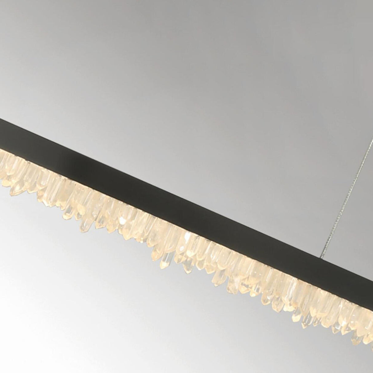 Modish Black Linear Crystal Island Hanging Light Image - 10