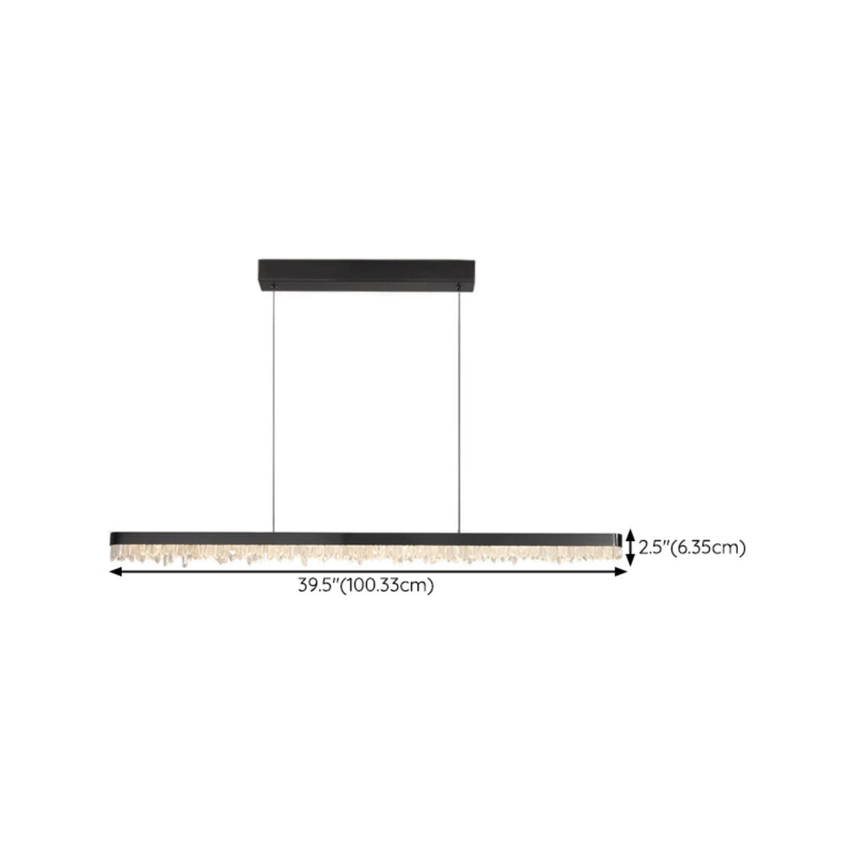 Modish Black Linear Crystal Island Hanging Light 