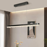 Modish Black Linear Crystal Island Hanging Light Image - 3