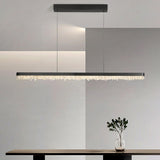 Modish Black Linear Crystal Island Hanging Light Image - 4