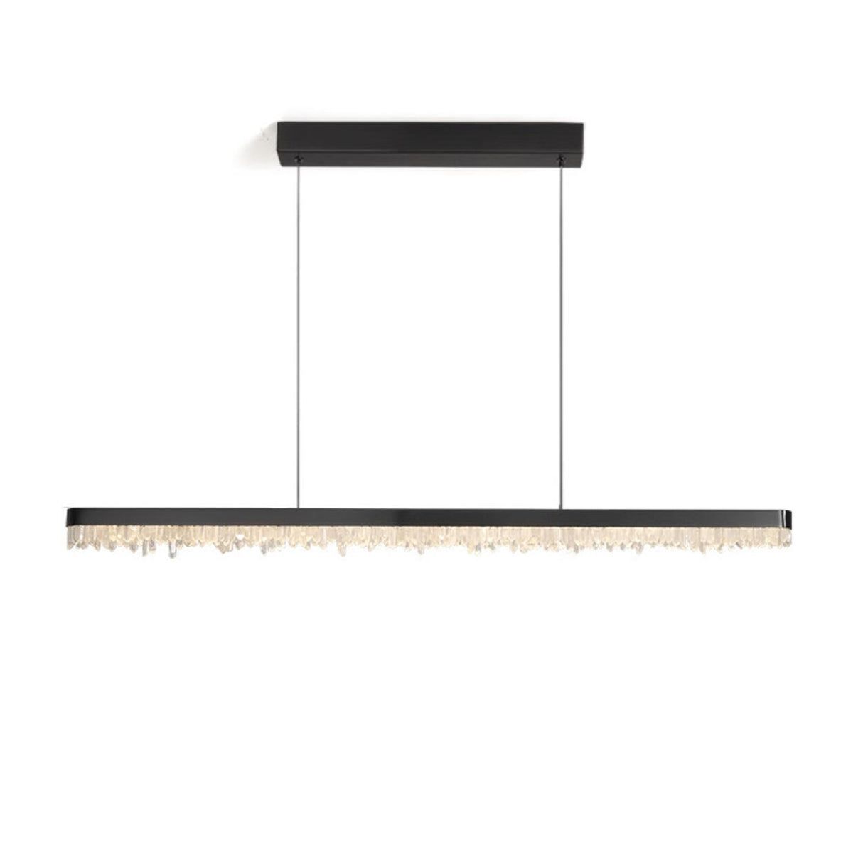 Modish Black Linear Crystal Island Hanging Light Image - 5