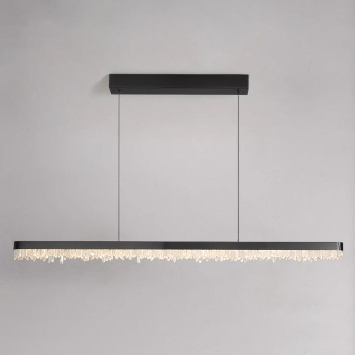 Modish Black Linear Crystal Island Hanging Light Image - 6