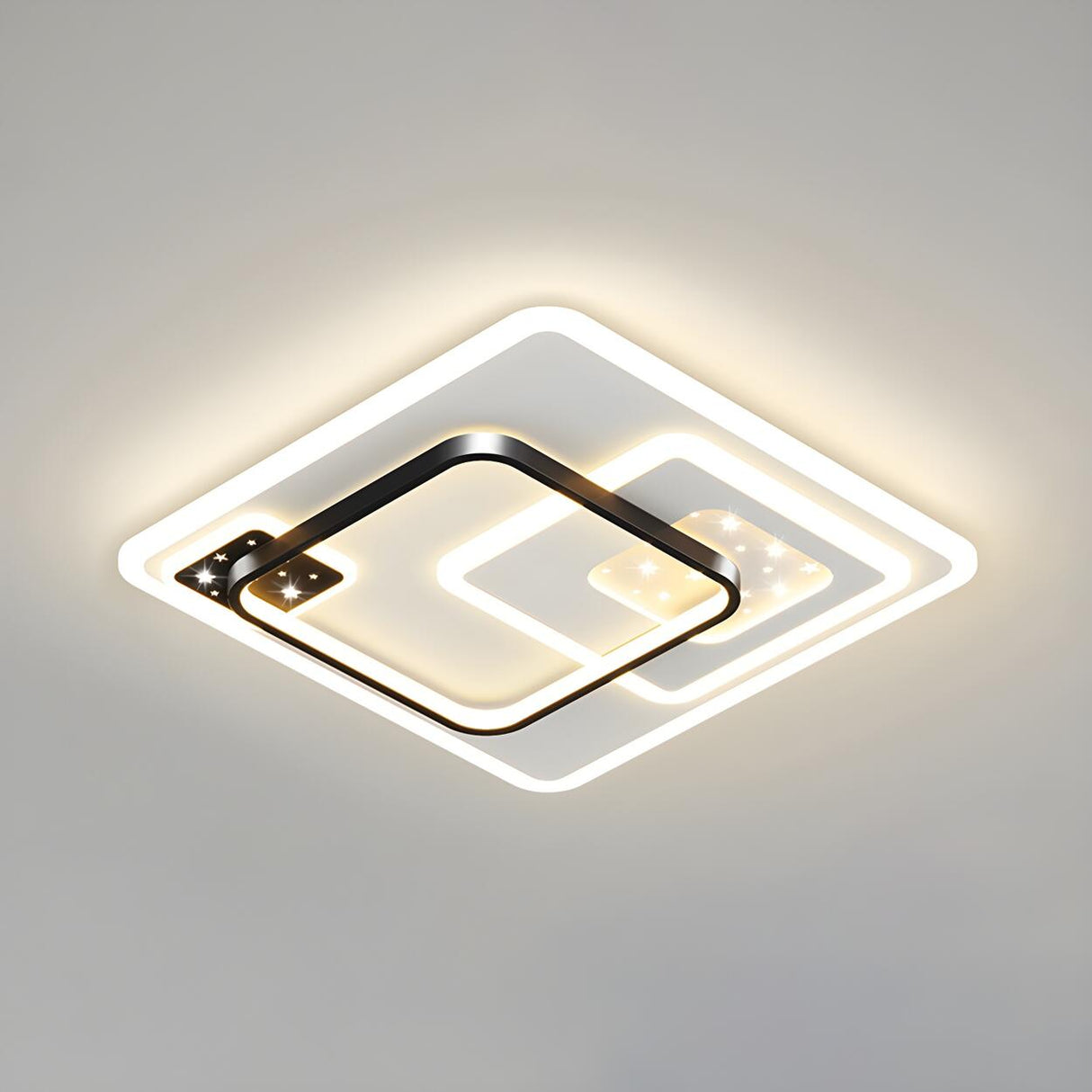 Modish Black Rectangle LED Flush Mount Ceiling Light Image - 4