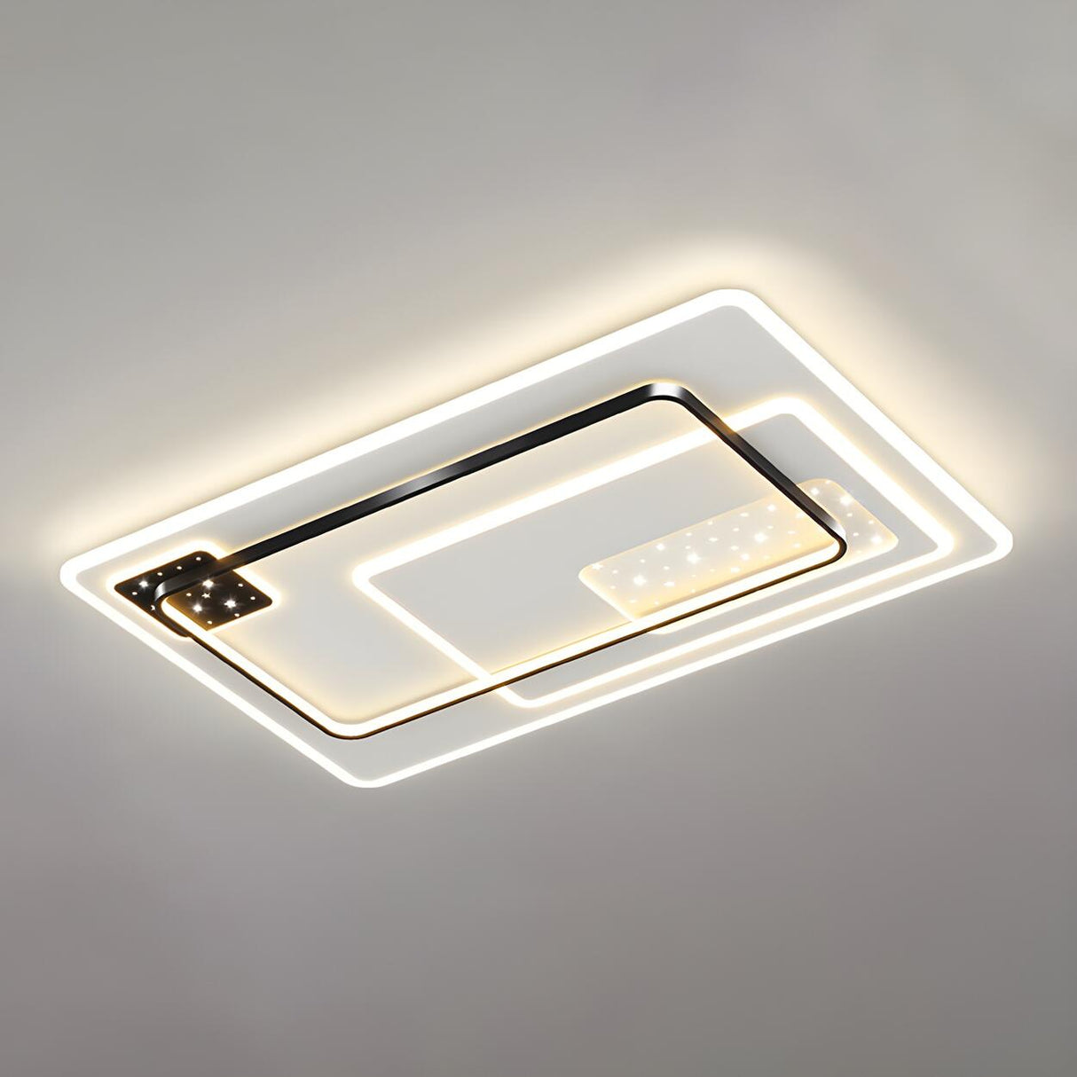 Modish Black Rectangle LED Flush Mount Ceiling Light Image - 5