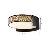 Modish Black Round Crystal LED Flush Mount Ceiling Lamp Image - 5