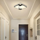 Modish Black White Rectangle LED Flush Mount Light Image - 10