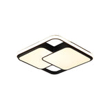 Modish Black White Rectangle LED Flush Mount Light Image - 11