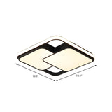 Modish Black White Rectangle LED Flush Mount Light Image - 12