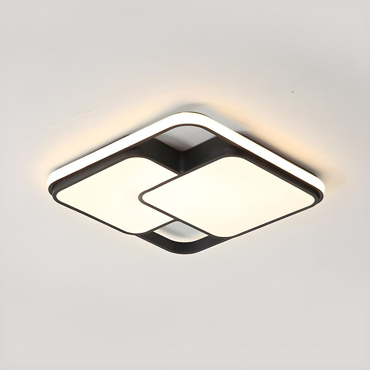 Modish Black White Rectangle LED Flush Mount Light Image - 16