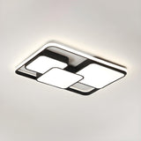 Modish Black White Rectangle LED Flush Mount Light Image - 17