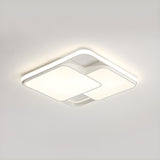 Modish Black White Rectangle LED Flush Mount Light Image - 18