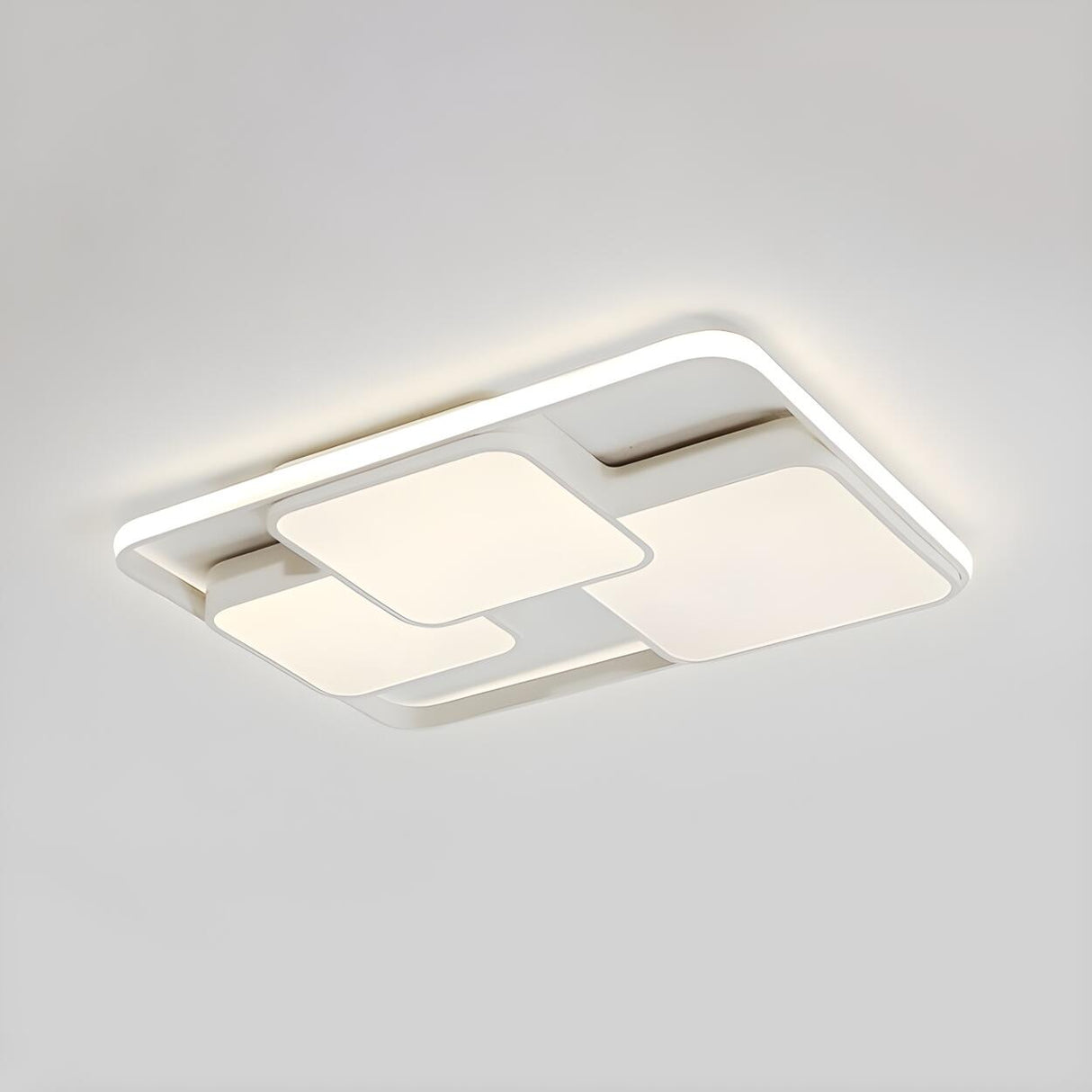 Modish Black White Rectangle LED Flush Mount Light Image - 19