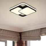 Modish Black White Rectangle LED Flush Mount Light Image - 9