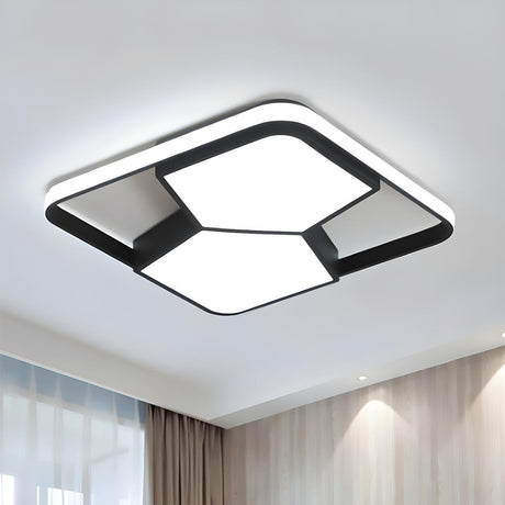 Modish Black White Square Pentagon LED Flush Mount Lamp Image - 1