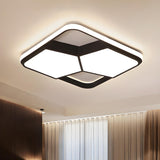 Modish Black White Square Pentagon LED Flush Mount Lamp Image - 3