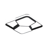 Modish Black White Square Pentagon LED Flush Mount Lamp Image - 4