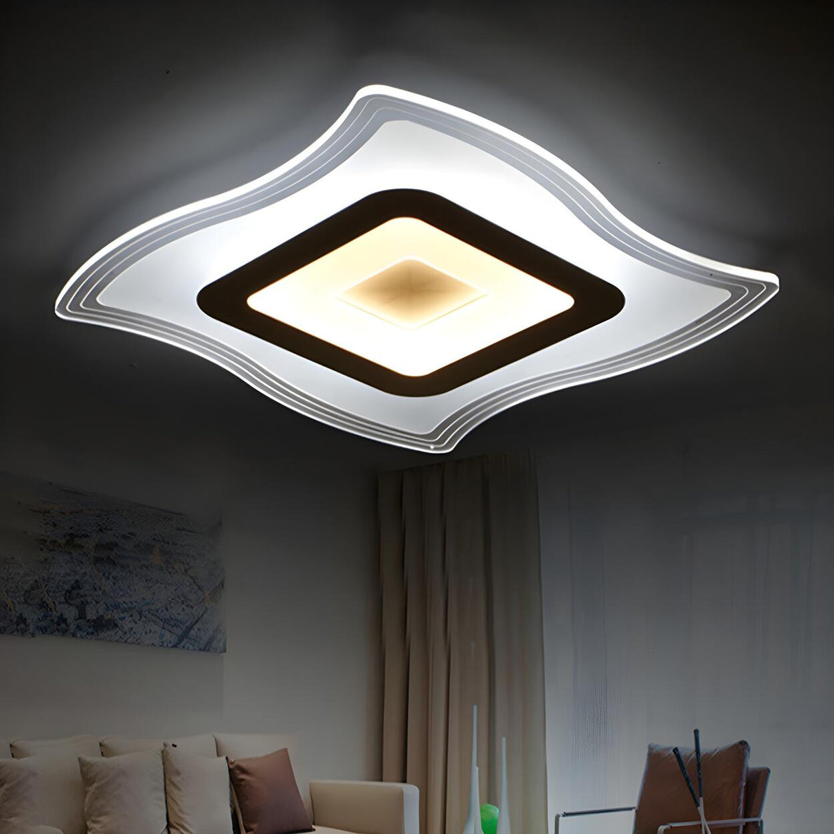 Modish Carpet Square LED Flush Mount Ceiling Light Image - 1