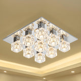 Modish Chrome Multi Cubic Crystal LED Flush Mount Light Image - 1