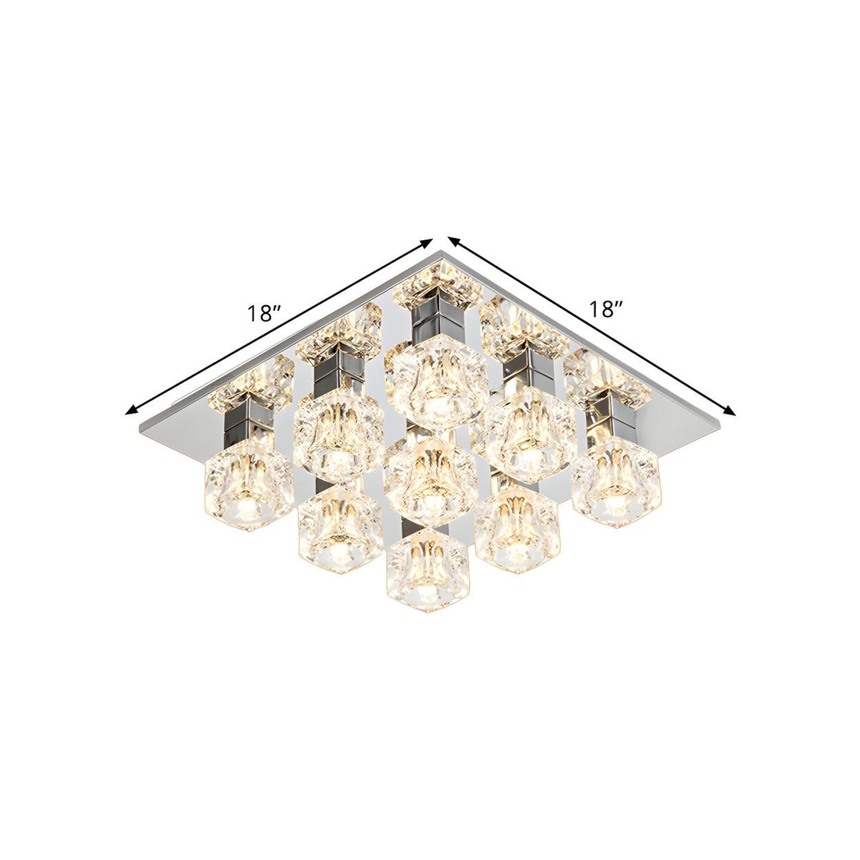 Modish Chrome Multi Cubic Crystal LED Flush Mount Light Image - 4