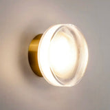 Modish Clear Ribbed Glass Shade Round LED Wall Sconce Image - 3