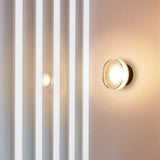 Modish Clear Ribbed Glass Shade Round LED Wall Sconce Image - 6