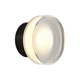 Modish Clear Ribbed Glass Shade Round LED Wall Sconce Image - 7